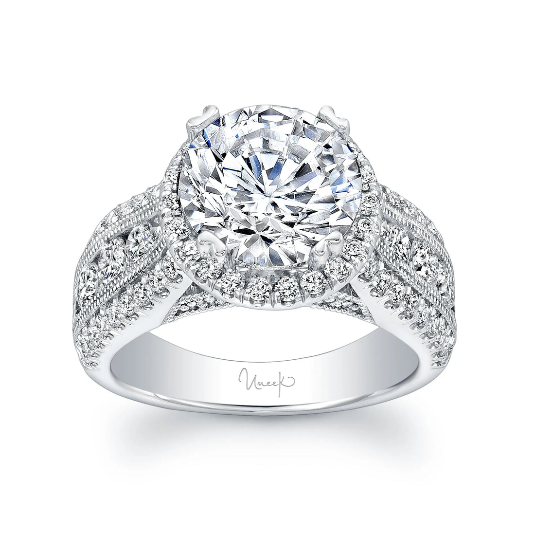 Uneek Unity Collection Halo Round Diamond Engagement Ring