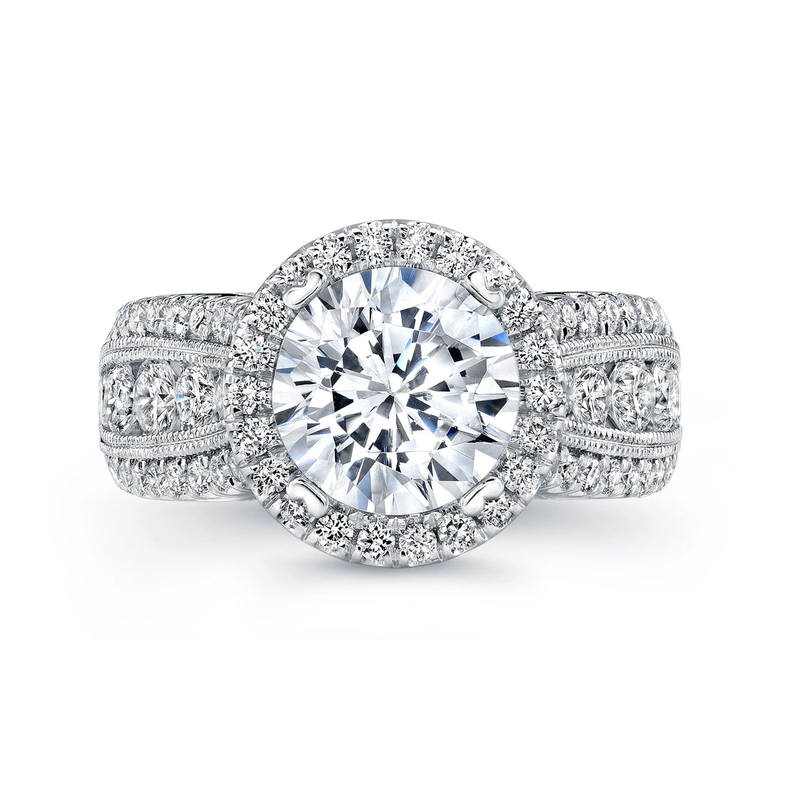Uneek Unity Collection Halo Round Engagement Ring