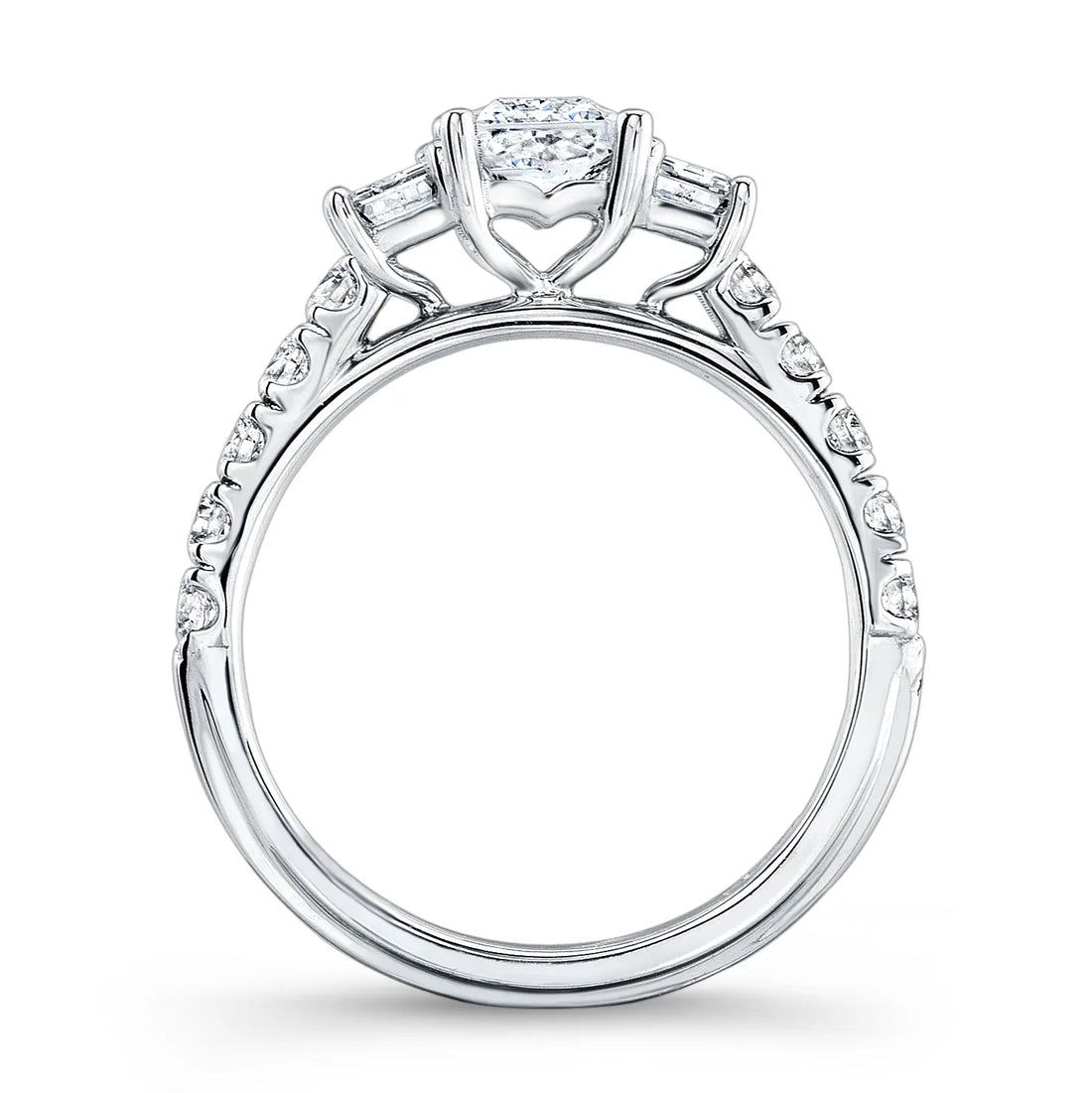 Uneek Unity Collection Three-Stone Emerald Cut Engagement Ring