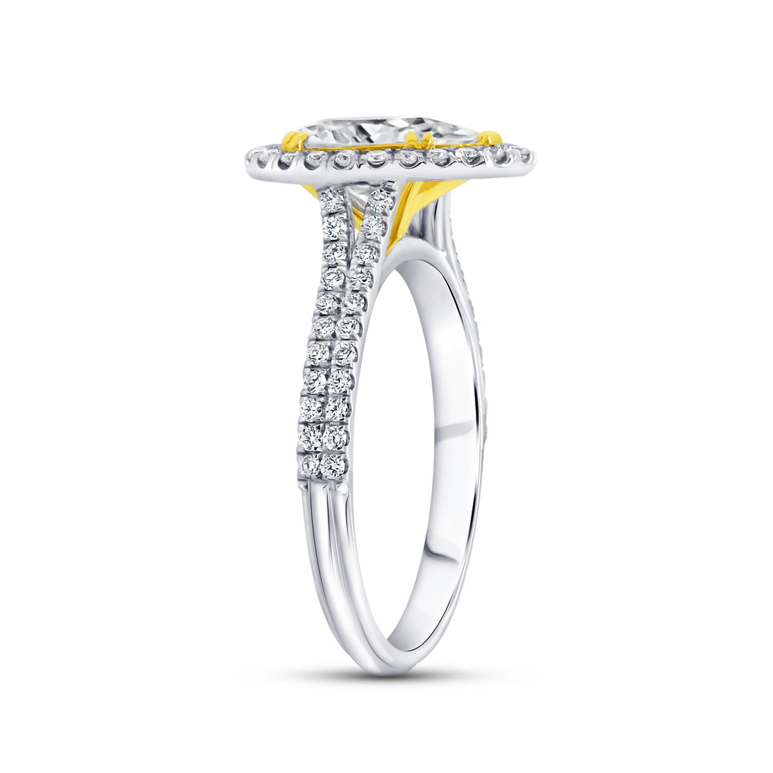 Uneek Unity Collection Halo Pear Shaped Diamond Engagement Ring