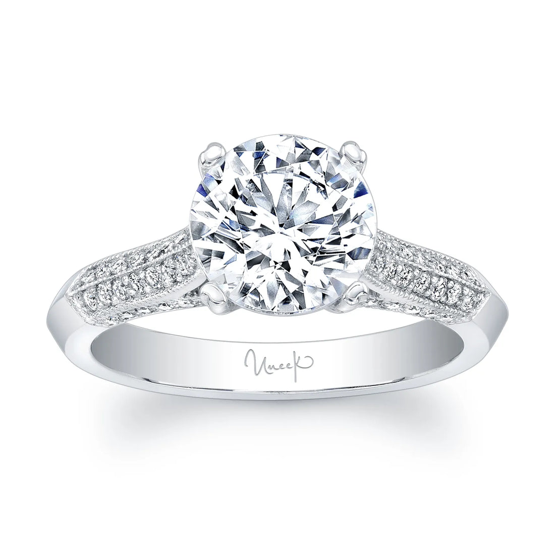 Uneek Unity Collection 3-Sided Round Engagement Ring