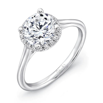 Uneek Classic Round Diamond Halo Engagement Ring with Sleek, Stoneless Unity Tri-Fluted Shank