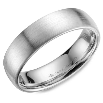 Crownring Wedding Band White Gold Classic 6.00mm