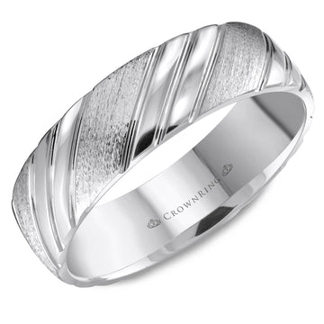 Crownring Wedding Band Platinum Carved 6.00mm