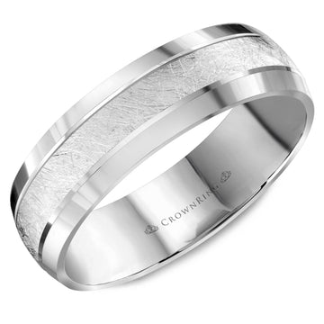 Crownring Wedding Band Platinum Carved 6.00mm