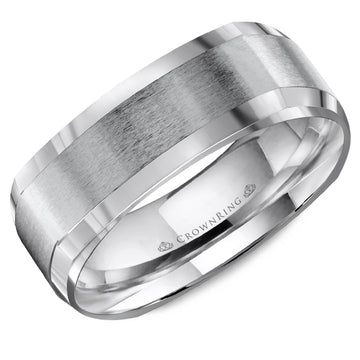 Crownring Wedding Band White Gold Classic 7.00mm