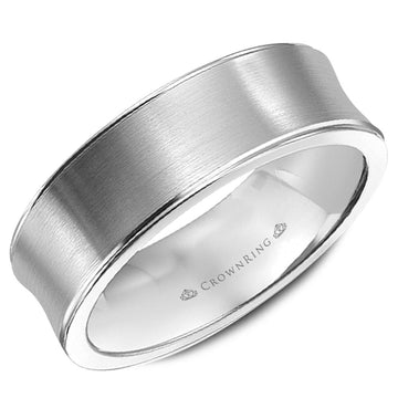 Crownring Wedding Band White Gold Classic 7.00mm