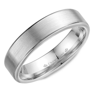 Crownring Wedding Band White Gold Classic 6.00mm