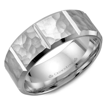 Crownring Wedding Band Platinum Carved 8.00mm