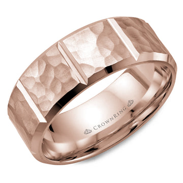 Crownring Wedding Band Rose Gold Carved 8.00mm