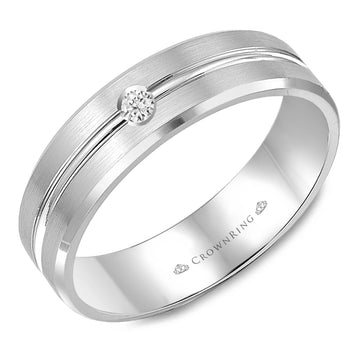 Crownring Wedding Band Platinum With 1 RD, TCW 0.05ct Diamond 6.00mm