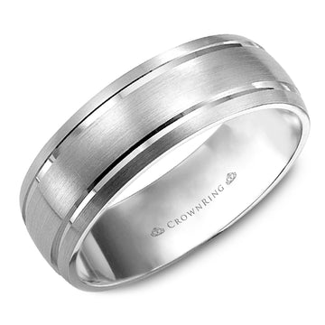 Crownring Wedding Band White Gold Classic 7.00mm
