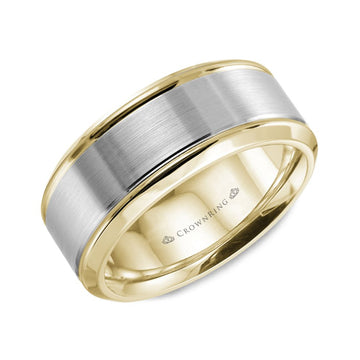 Crownring Wedding Band White and Yellow Gold Classic 8.00mm